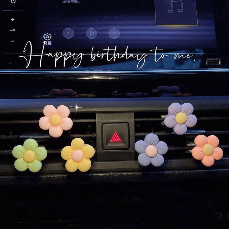 CLOCKY Flower Air Freshener Clips for Car - Daisy Accessories, Kawaii Aesthetic Decor for Women and Girls (6PCS-SCENTED) - Image 2